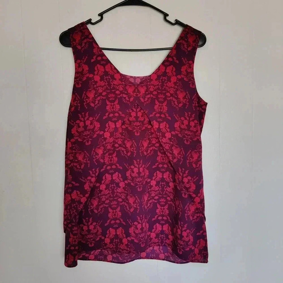 Cabi Overlay Sleeveless Blouse Retro Novelty Print Top Sz S Purple Pink - Picture 8 of 13